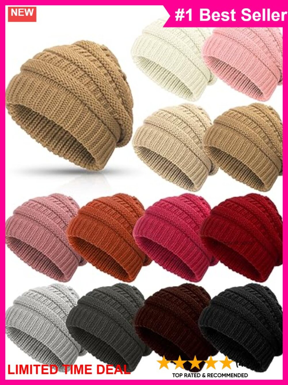 Acrylic Winter Beanies Slouchy Warm Hats for Women